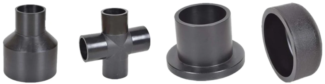 High Quality Water Supply SDR13.6 & SDR17 Plastic Pressure Black Welded Pipe Fitting PE Plumbing Pipe Equal Tee and Fittings HDPE Butt Fusion Weld Pipe Fitting