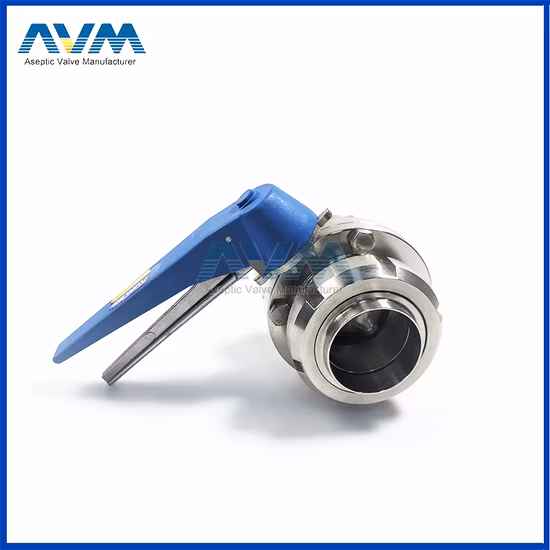 Valvole a farfalla sanitarie in acciaio inox con terminali a bocchettone